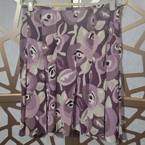 NWOT LOFT Abstract Lavender Floral Print Swing Skirt